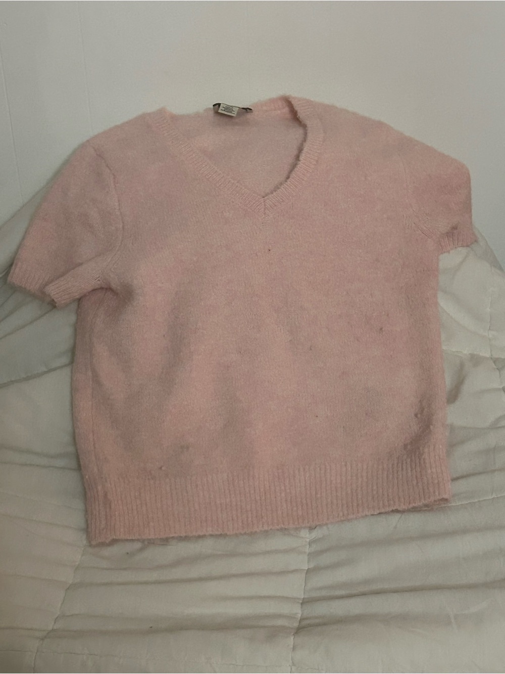 Calvin Klein Jeans Pastel Pink V-Neck Short Sleeve Sweater